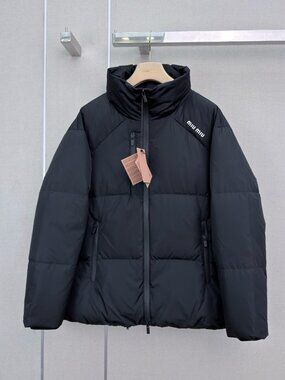 Miu Miu Black Stand Collar Quilted Puffer Jacket